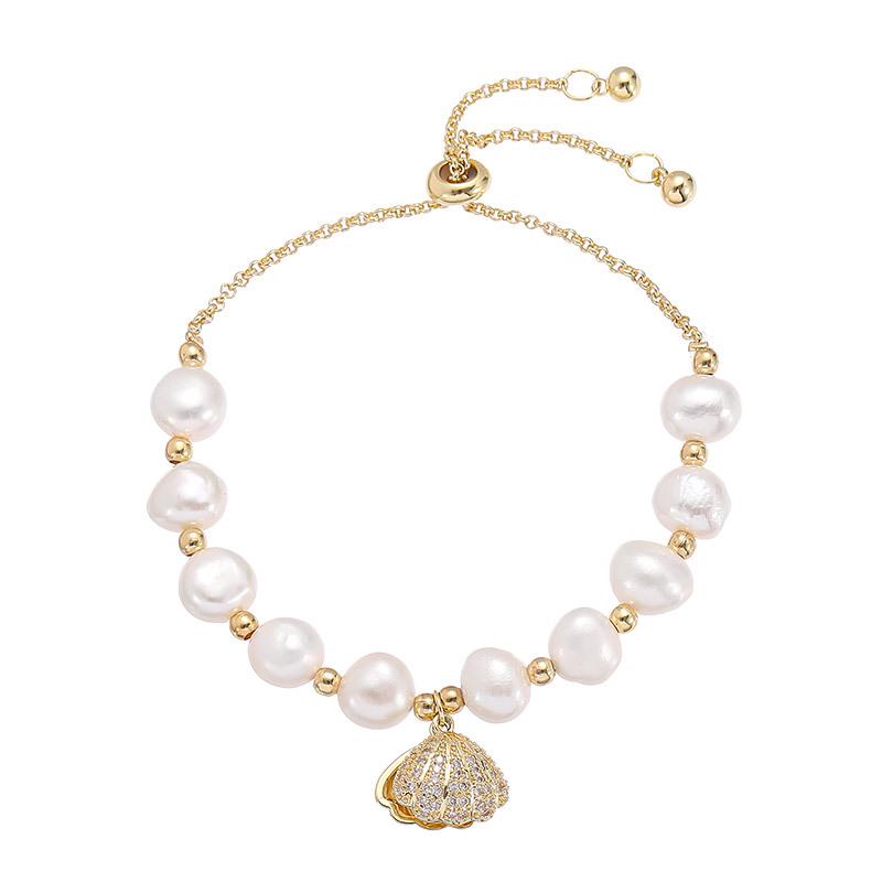 Pulseira Elegante de Pérolas Barrocas de Água Doce - Design Simples Europeu e Americano para Mulheres