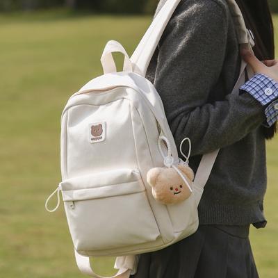 New Fashion Brand Backpack Large Capacity Female Student Bag Cute Solid Color Spring Outing Study and Study Leisure School Bag