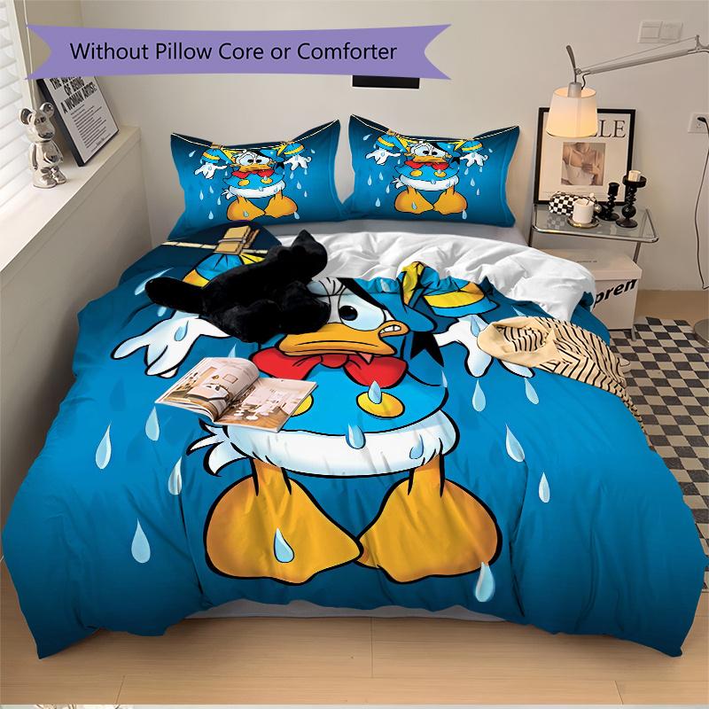 3pcs Dripping Donald Duck Bedding Set, 1 Soft Quilt Cover + 2 Pillowcases, Machine Washable, Suitable for All Seasons, Perfect Gift for Fami