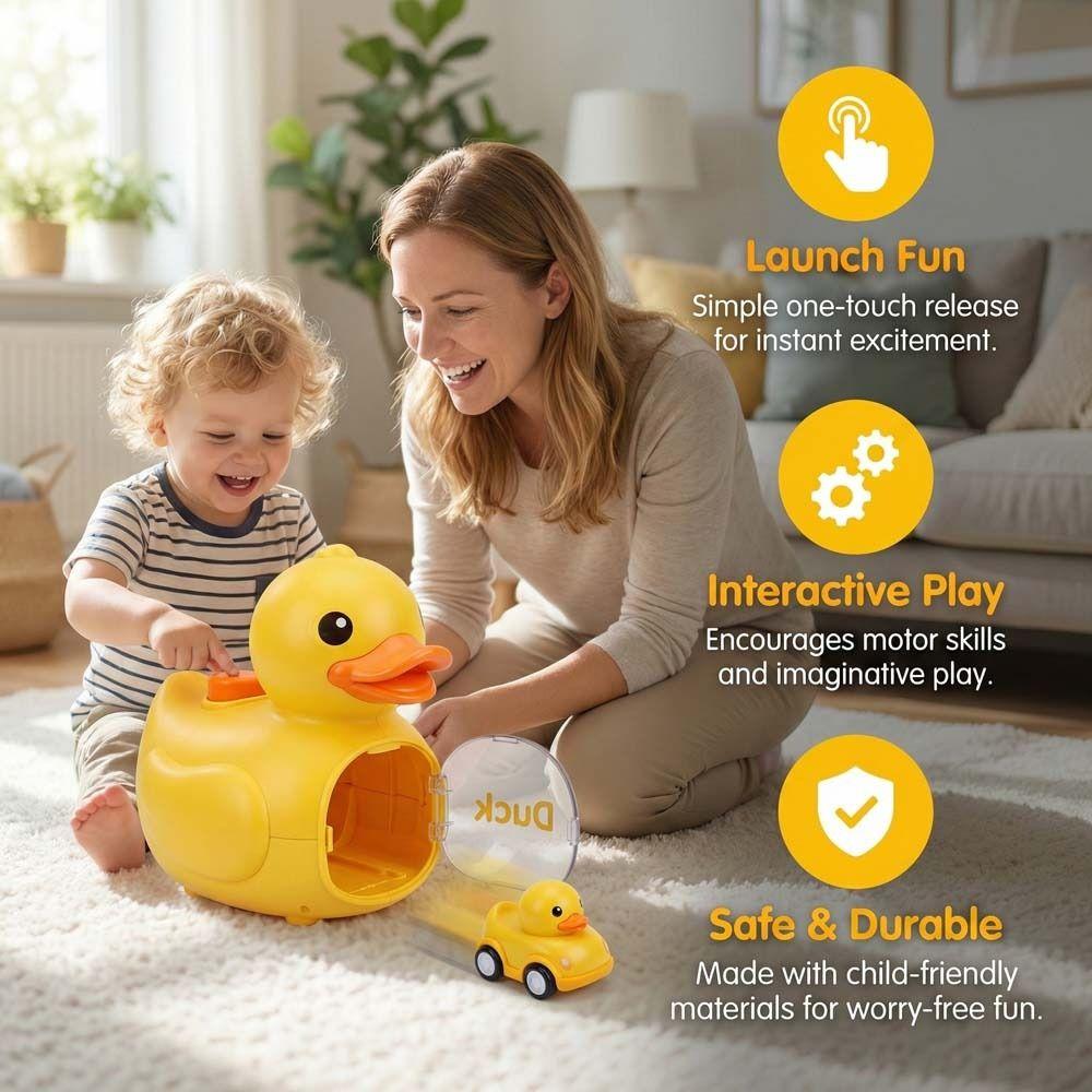 Cartoon Design Yellow Duck Launching Toy Early Education Ejection Toy Car  Educational Play