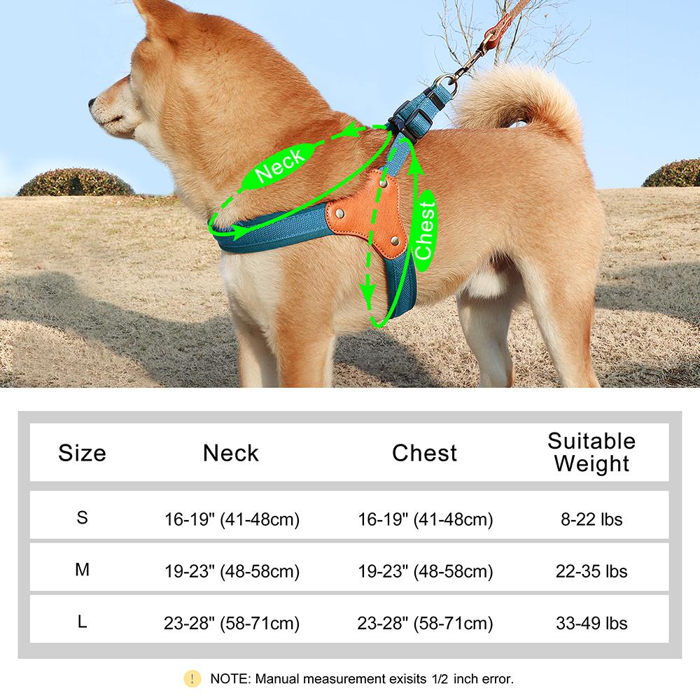 Nylon Leather Padded Dog Harness Vest Durable Pet Harness For Medium Large Dogs French Bulldog Labrador Walking Training