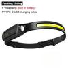 USB Rechargeable LED Sensor Headlamp Built-in Battery Head Flashlight Headlight Led Head Torch Camping Fishing Search Light
