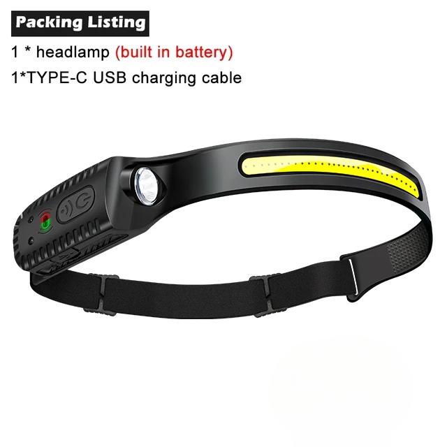 USB Rechargeable LED Sensor Headlamp Built-in Battery Head Flashlight Headlight Led Head Torch Camping Fishing Search Light