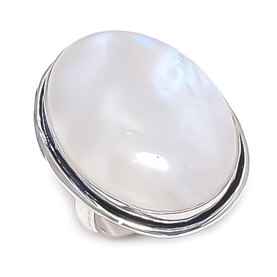 Natural Moonstone Gemstone Handmade 925 Sterling Silver Jewelry Ring Size 9 z2a26