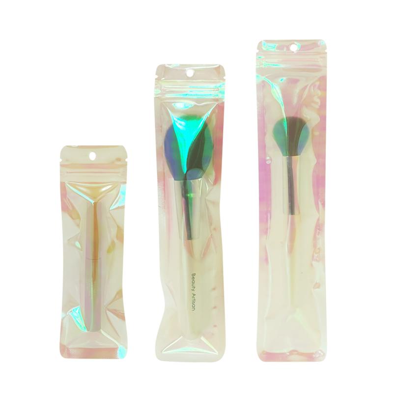 Holographic Zipper Bags Long Resealable Shine Pouches for Jewelry, Crafts, Snacks, Spoons Food Grade Packaging 100 PCS
