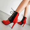 Women  New Fashion Heels Comfort Lace-up Boot Stilettos Jazz Dance Women's shoes Red Sexy Stilettos Plus Size