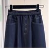 DIMANAF 2026 Summer Plus Size Women Skirts Elastic Waist Oversize Casual Lady Long Skirts Denim Cotton Solid Blue