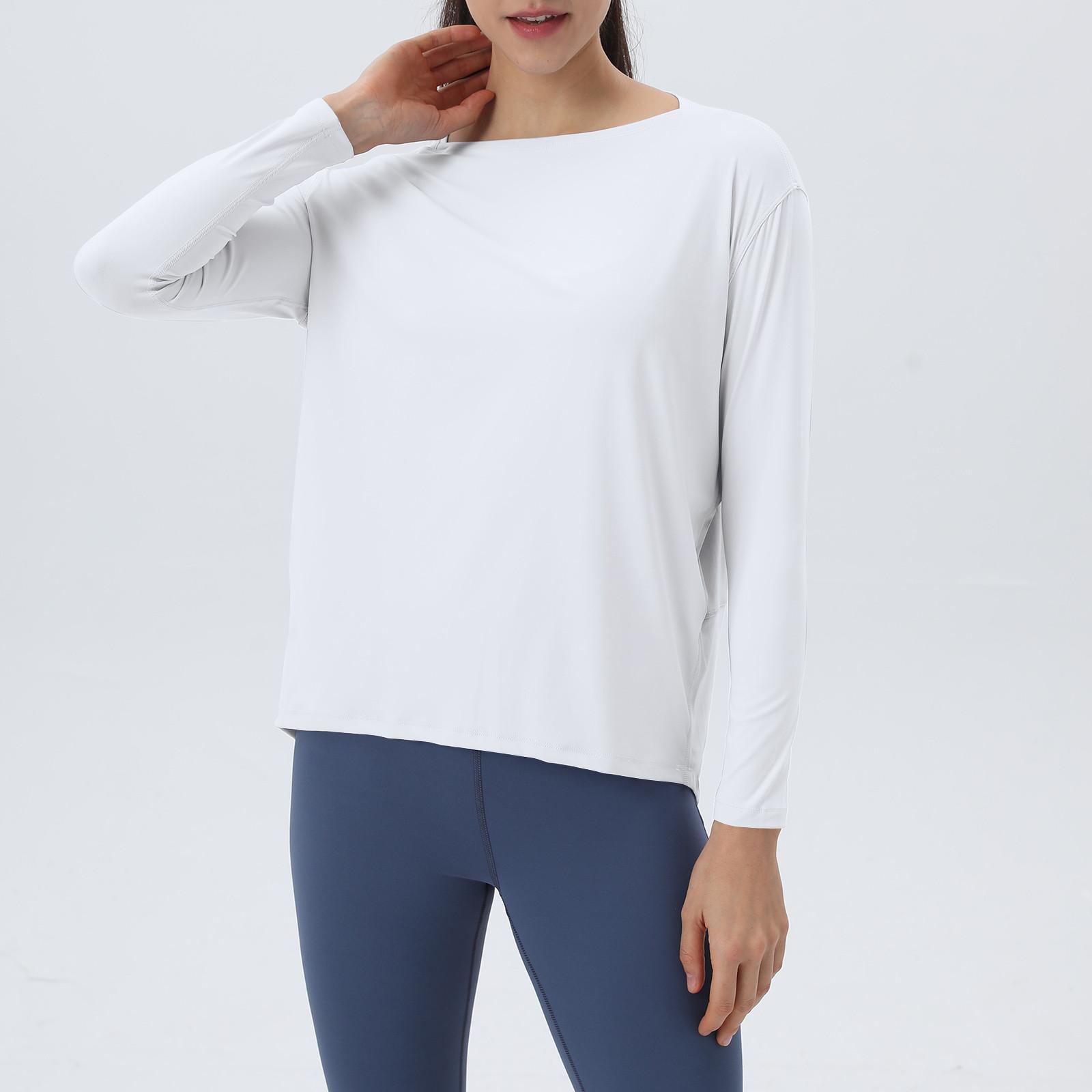 

Майки для тренировок, рубашки с открытой спиной для йоги, свободный крой, спортивный спортивный топ с длинными рукавами XL белый