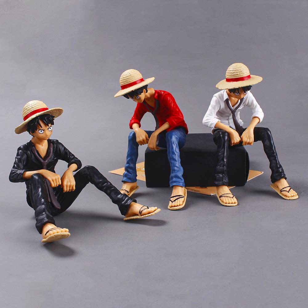 

12cm Pvc Sitting Posture Luffy One Piece Figure Model Car Decoration Anime Figure PVC Doll Toy Gift 12cm білий