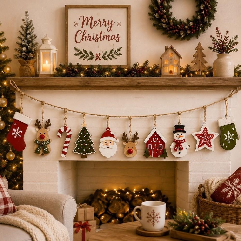10Pcs Santa Claus Christmas Hanging Ornaments DIY Wall Party Holiday Decorations New Year