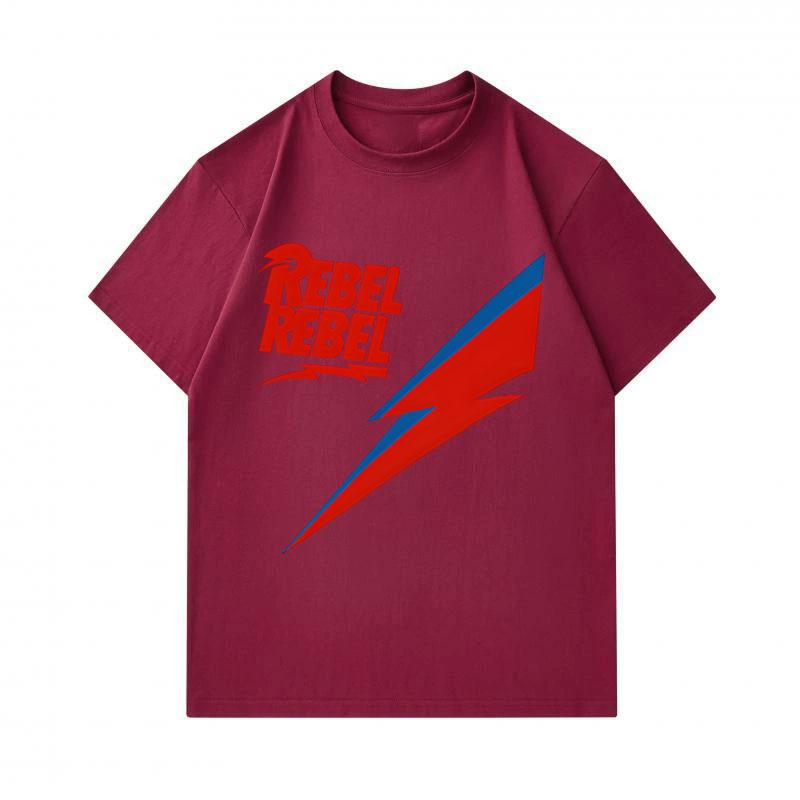 Men's 100% Cotton Crew Neck Short Sleeve T-Shirt, Retro Rebel Text Lightning Print Casual Comfortable Tee for Daily Wear Street Activity, Soft Breatha