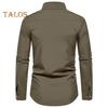 Fall Men Shirt Turn-down Collar Buttons Long Sleeves Solid Color Slim Fit Mid Length Casual Formal Business Commute Top