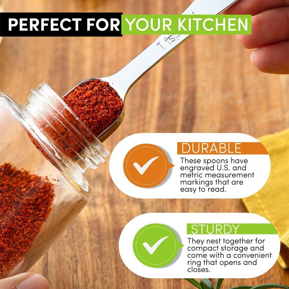 6Pcs Square Shaped Measuring Spoons Set Metal Teaspoon Kitchen Measuring Tool  for Dry or Liquid