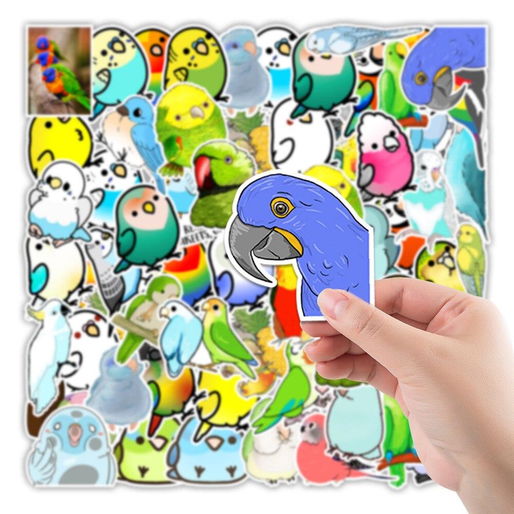 50PCS Lindo Animal Pájaro Pegatinas Laptop Nevera Guitarra Bicicleta Equipaje Skateboard Teléfono Botella Graffiti Pegatina Calcomanía Niño Juguete