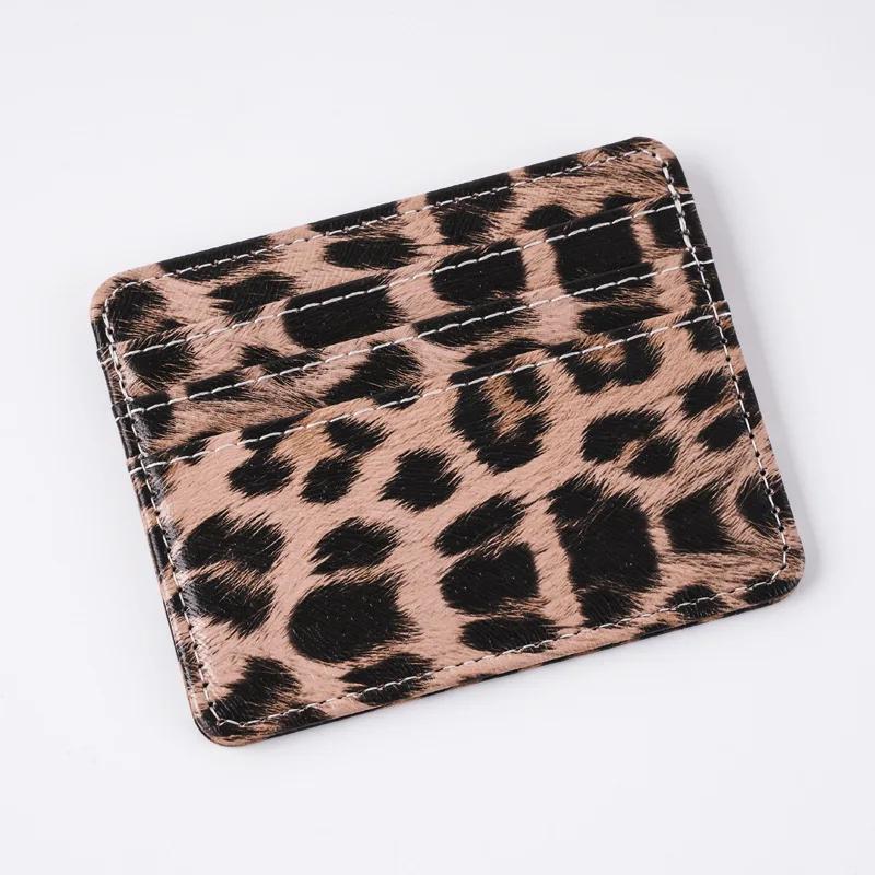 PU Leather Business Id Credit Card Holder Case Bank Bus Card Cover Purse Unisex Classics Leopard Print Card Wallet Bags