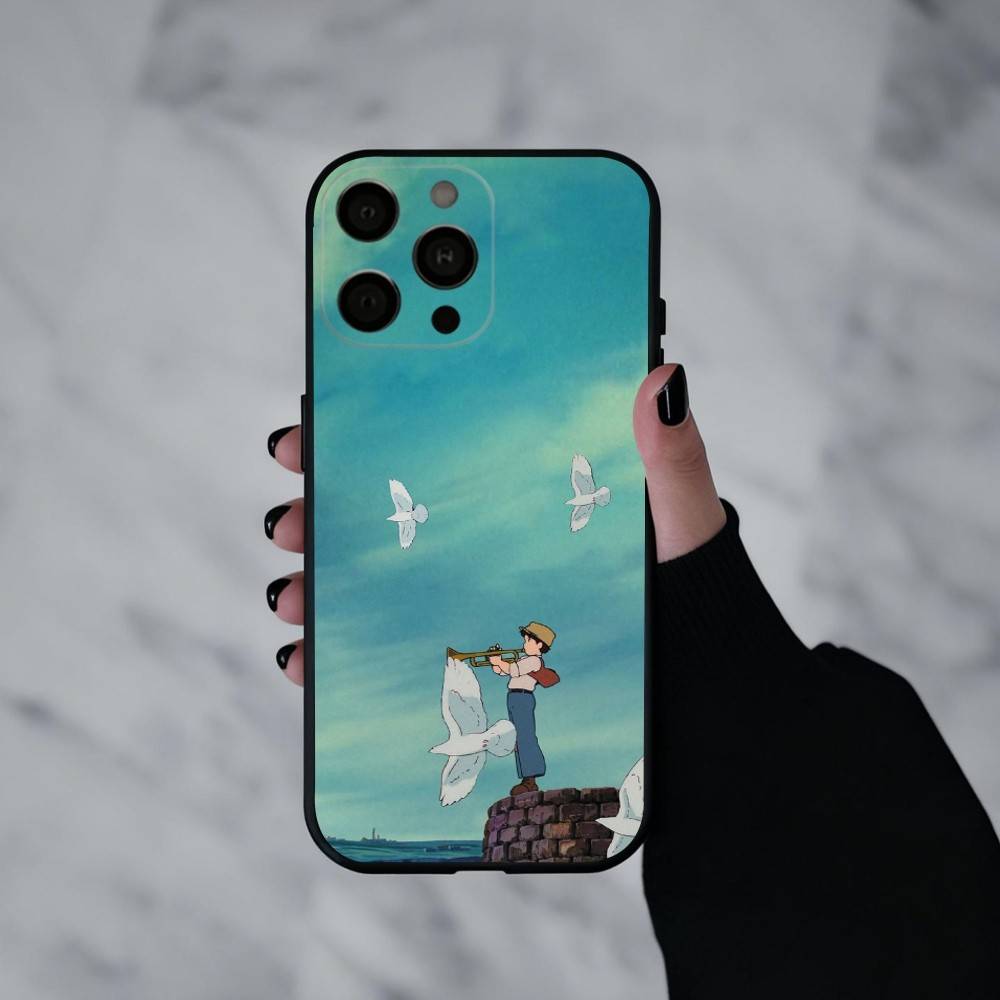 

T-The Boy and the Heron Anime Phone Case For iPhone 17pro,16,15,14,13,12,11 Plus,Pro Max,XS,Soft Silicone Black Cover iPhone14