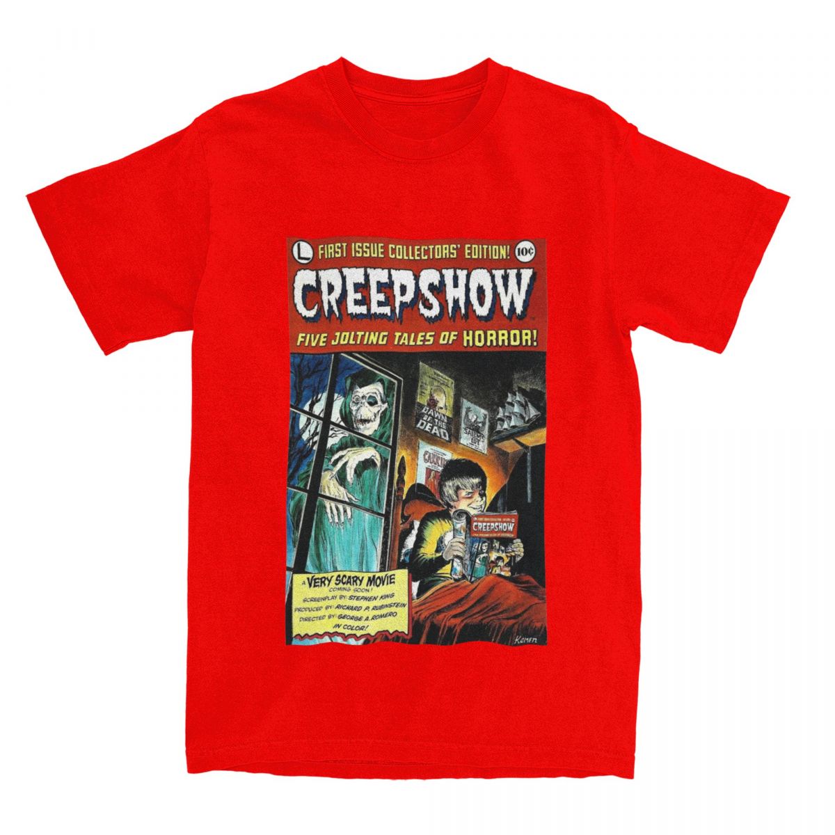 Summer Vintage Horror Creepshow Film Shirt Accessories for Unisex Women Pure Cotton Fashion Creepshow Movie Lover Fan Tshirt S