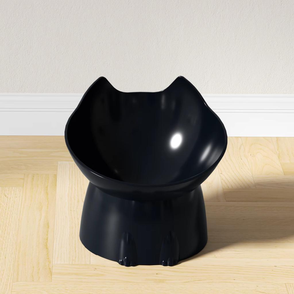 Pet Elevated Cat Bowl anti-overturning Plastic Raised Elevated Cat Dog Bowl Feeding Dish With Tilted Edge Neck Protection
