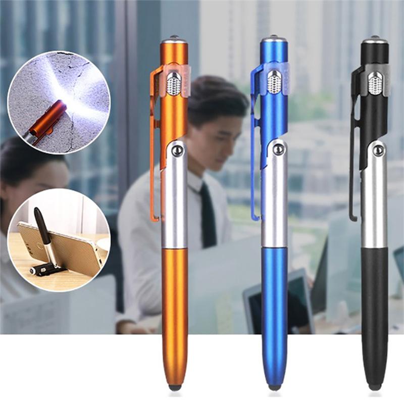 4-In-1 Multifunction Ballpoint Pen Led Light Foldable Phone Stand Night Reading Writing Pencil For Office School Students