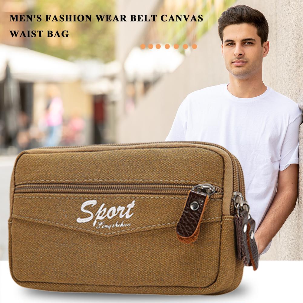 Outdoor Men Fanny Waist Bag Canvas Small Casual Phone Coin Purse Belt Bum Pouch