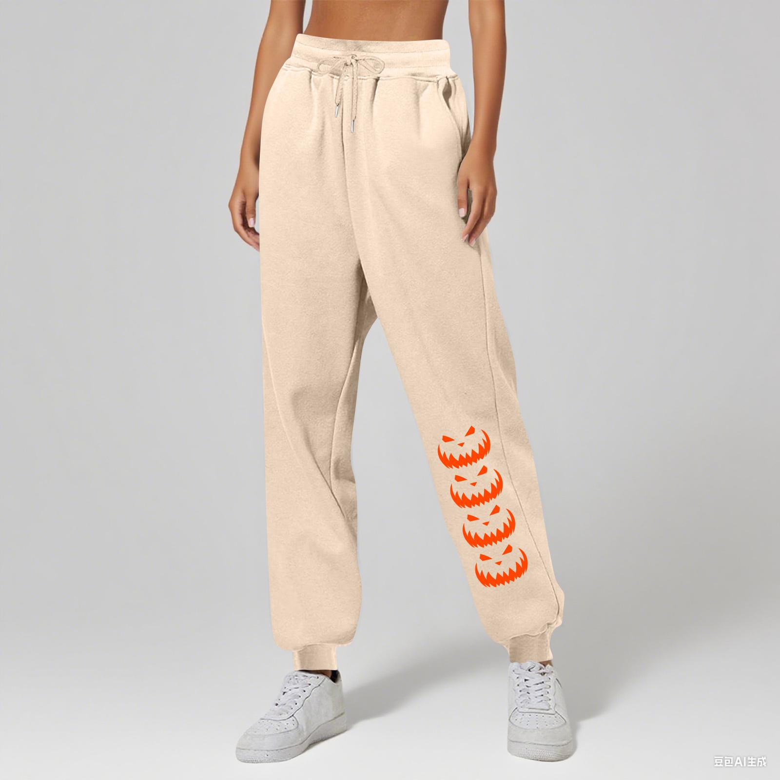 

Ladies Printed Unisex Casual Pocket Drawstring Pants S хаки