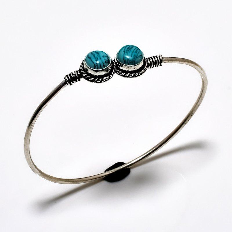 

Ювелирный браслет-манжета Santa Rosa с бирюзовым драгоценным камнем 925 пробы и посеребренным покрытием