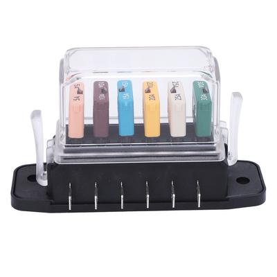 Fuse Block 6 Way ATC ATO Recoverable Current Marine Fuse Block Panel 5A 10A 15A 20A 25A 30A 28VDC with Cover
