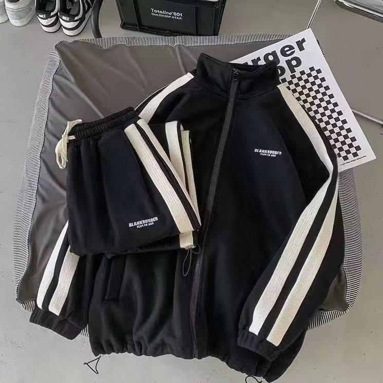 

Мужской спортивный костюм в уличном стиле в Гонконге: Свободный модный свитер и брюки с длинным рукавом, повседневный комплект из двух предметов на весну/осень XL