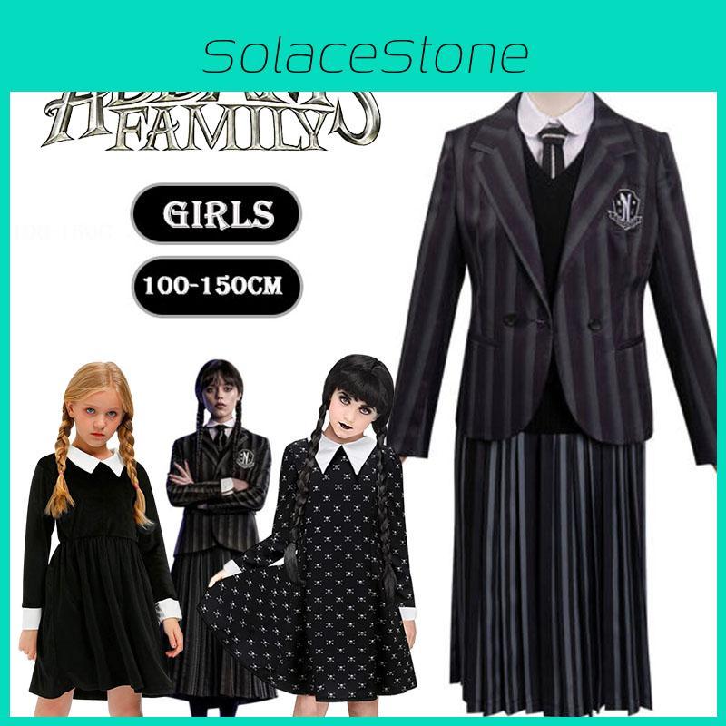 Wednesday Addams School Uniform Dress Polyester Cosplay Costume For Girls