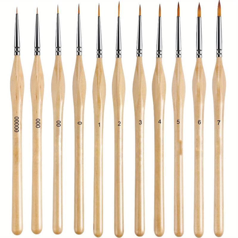 11Pcs Fine Detail Brush Set Triangle Handle Micro Brushes for Acrylic Pottery Ceramic Painting Crafts
