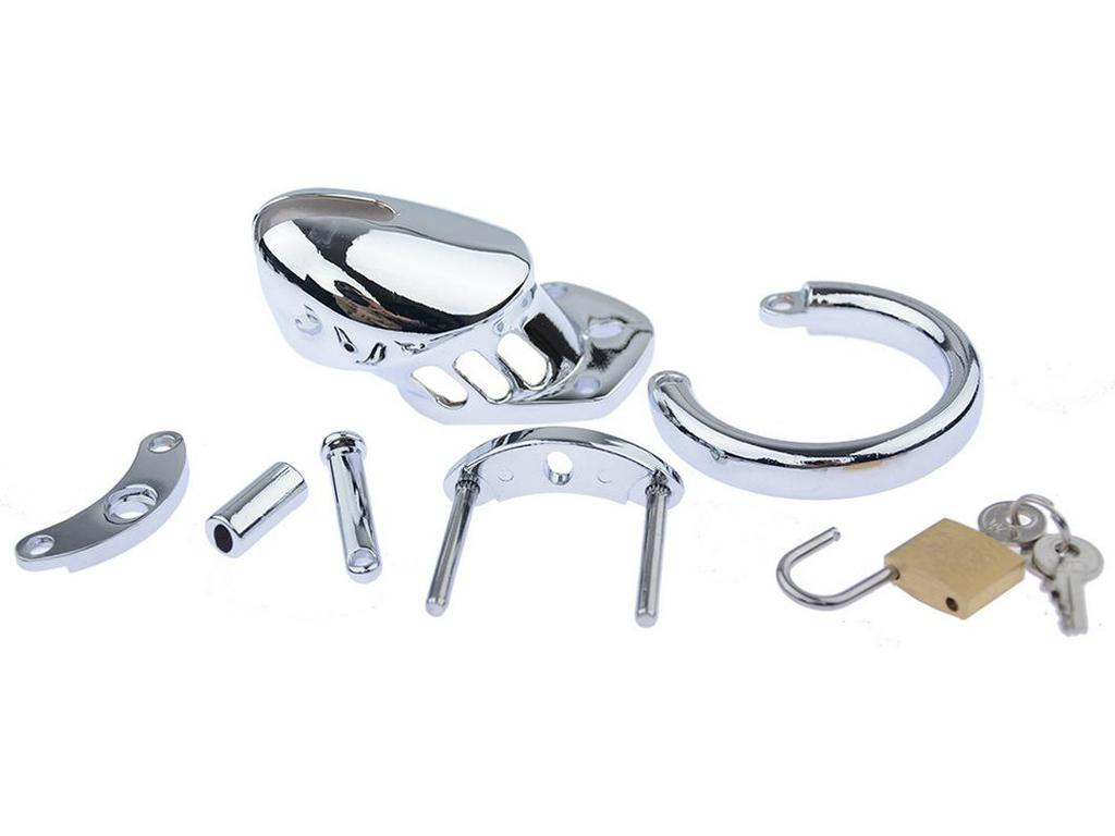 Male Chastity Cage with Lock - SM Metal Adult Toy