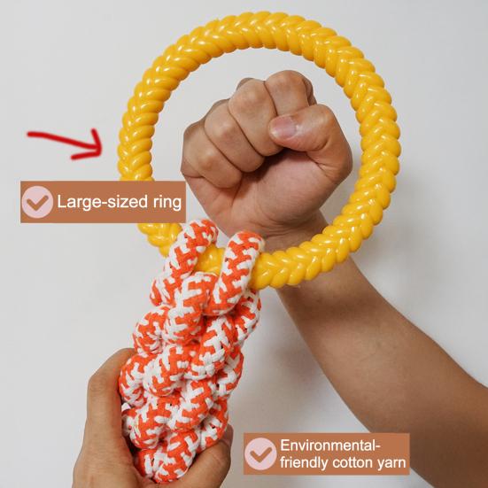 Pet Cotton Rope Dog Toys with Double-Ring Handle for Teeth Grinding, Gum Massage Chew Toy for Dogs Healthy Gift
