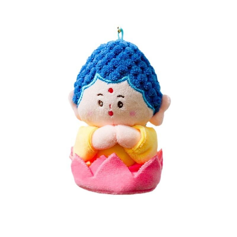 Yungang Grottoes Cultural and Creative Shanxi Buddhist Little Pair Lotus Pendant Portable Doll Plush Pendant Keychain Buddhist Friends Cute
