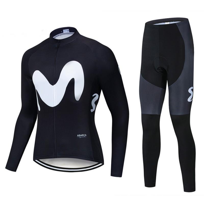 Men Women Cycling Long Sleeve Jersey Bib Shorts Set Winter Thermal Riding Outfit Mountain Bike Road