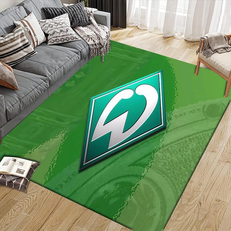 Werder Bremen Flanellmuster Quadratischer Teppich, Läufer, Teppich für Wohnzimmer Schlafzimmer Sofa Spielzimmer Dekor, Rutschfeste Fußmatte