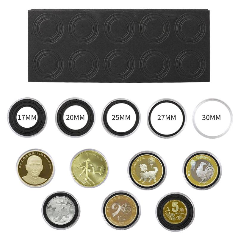 100 Stuks Muntcapsule Hoesje en Verstelbaar (17/20/25/27/30mm) Beschermende Zwarte Pakking Munt Houder met Plastic Opberg Organizer Doos