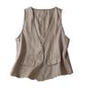 Literary Retro Linen Vest Summer V-neck Casual Sleeveless Vest Cotton and Linen Thin Outer Wear Vest Jacket Plus Size