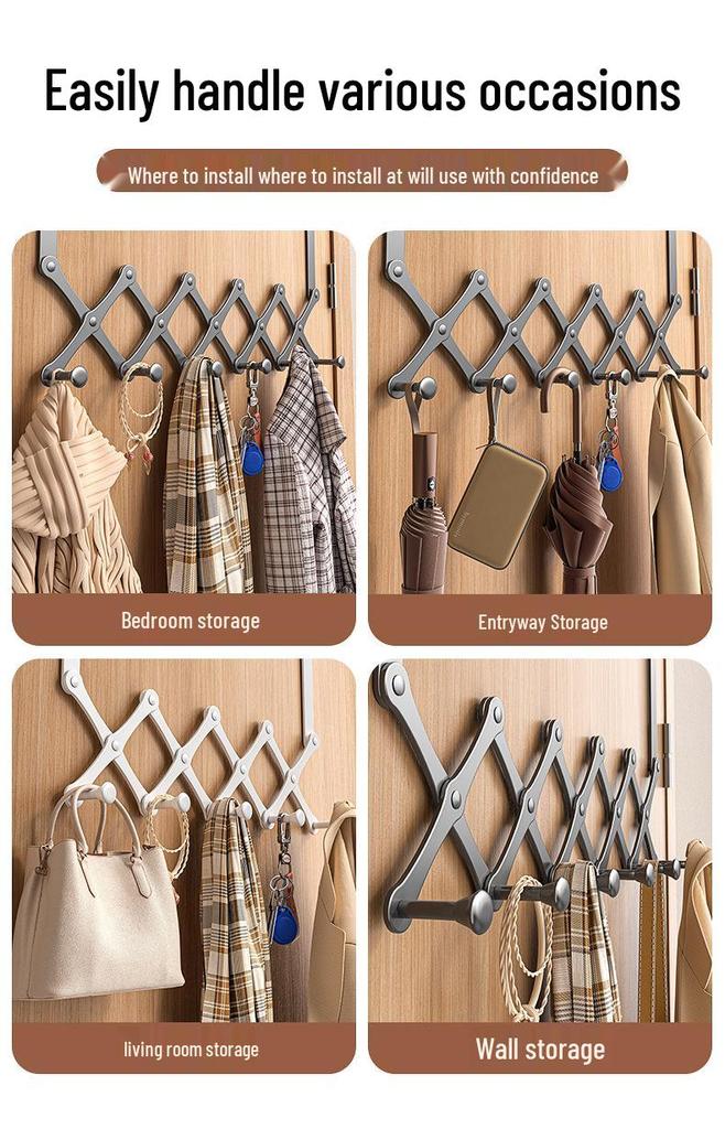 Wow-wow Punch-Free Folding Clothes Hook - Retractable Bedroom/Bathroom Storage Rack
