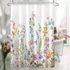 1Pc 180X180Cm Water-Resistant Floral Shower Curtain - Polyester, 12 Hooks, All-Season, Machine Washable, Flower Pattern