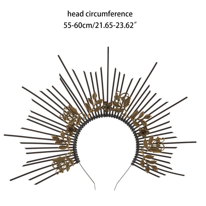 Vintage Goddess Headpiece Hairband Halo Crown Hair Hoop Headwear Halloween Girls Hair Accessories for Carnival Cosplay
