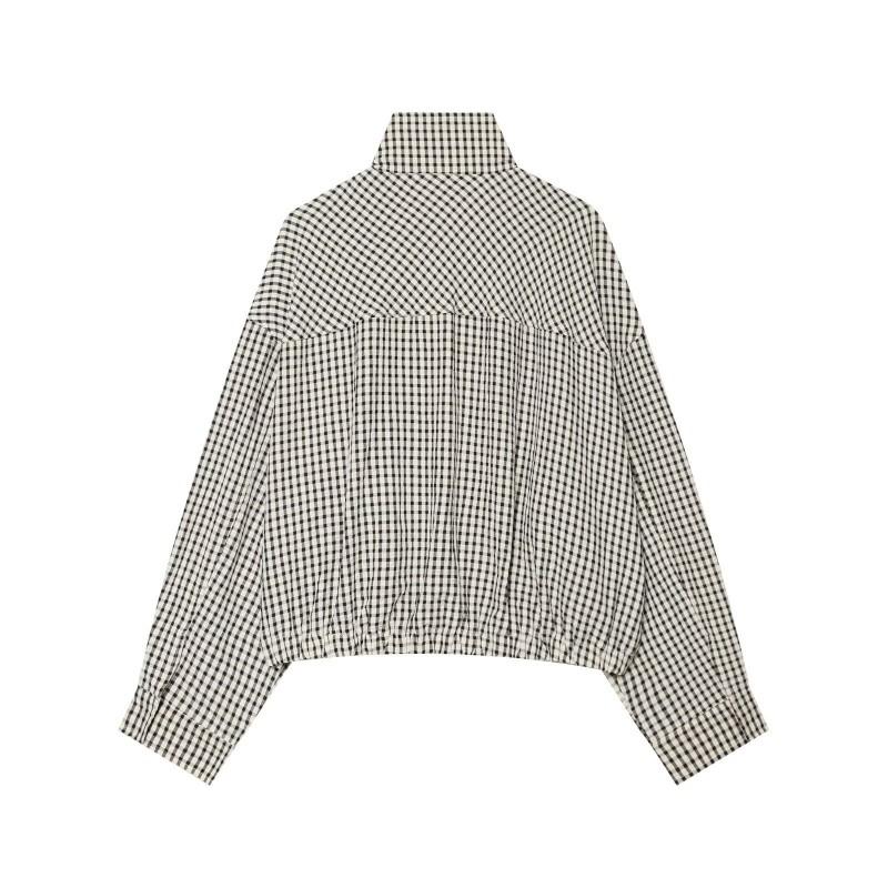 Womens Plaid Pilot Jacket Streetwear Casual Long Sleeve Zipper Coat 2026