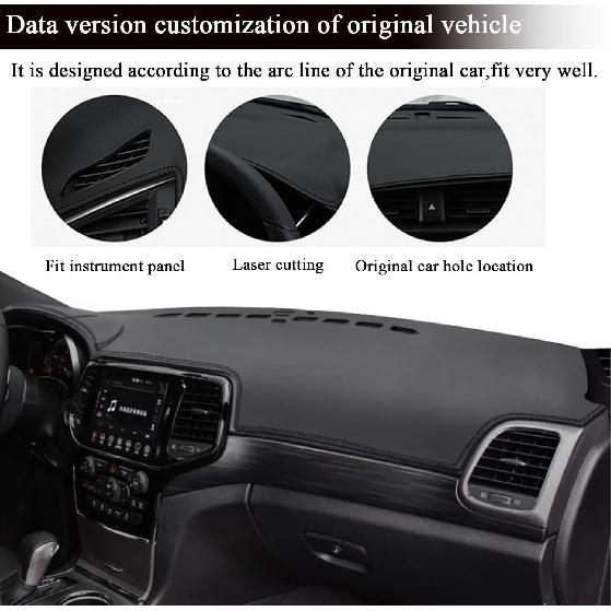 Rifoda Armaturenbrettabdeckung Matte Passend für Jeep Grand Cherokee 2011-2021 Leder Material Rutschfester Armaturenbrettschutz Sonnenschutz Blendfreies Abdeckpolster Rote Nähte