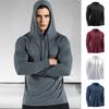 Herr Athletic Hoodie Snabbtorkande Huvtröja Fitness Topp Smal Passform Långärmad Träningspullover Löpartröja för Gym Jogging Träning