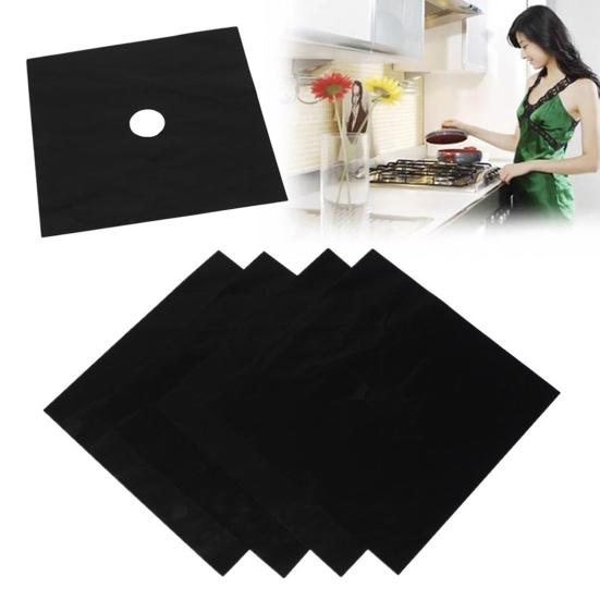 4 Pcs Square Foil Gas Hob Protector Liner Reusable Easy Clean Protection Pad