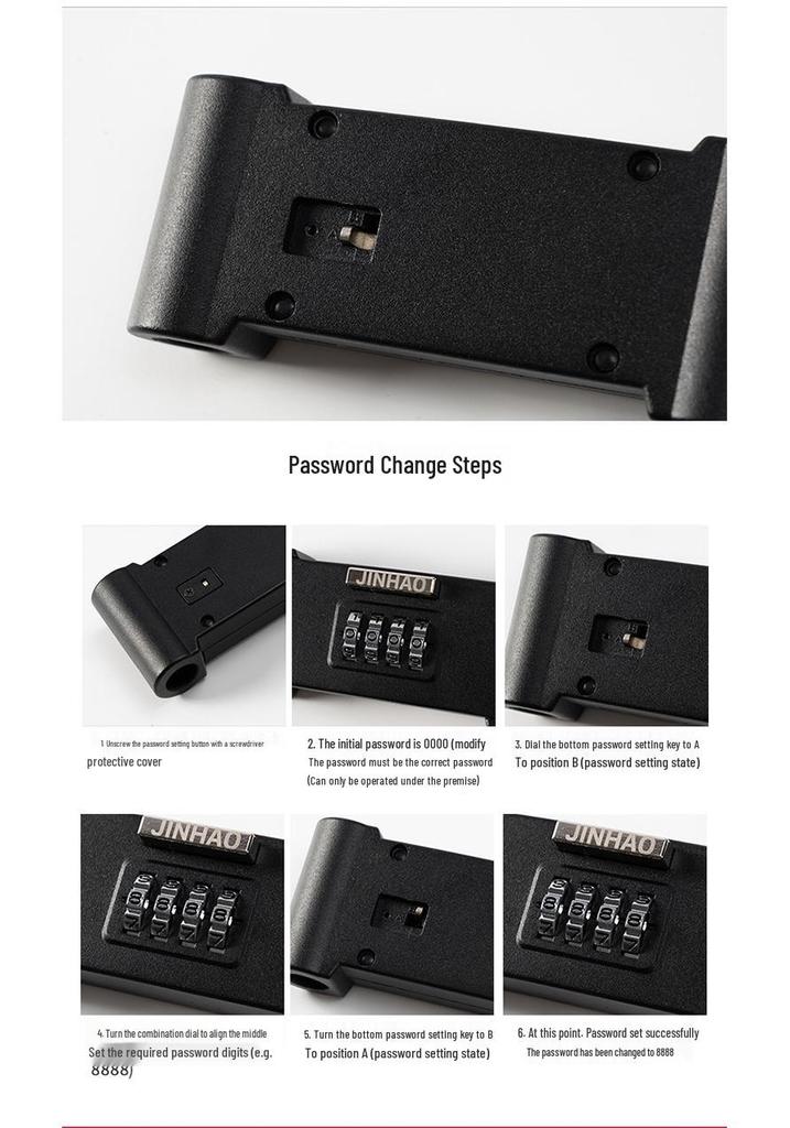 Shear & Pry-Resistant U-Shaped Glass Door Password Lock
