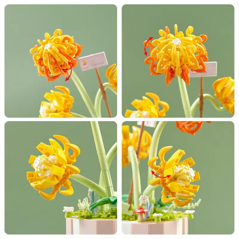 Mini Blocks Bouquet Rose Flowers Building Blocks Home Furnishings Bricks Assembling DIY Toy for Girls