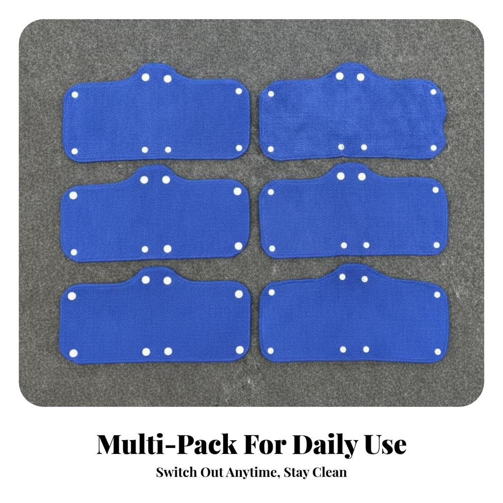 6 Pieces Blue Helmet Sweatband Absorbent Snap-Fastener-on