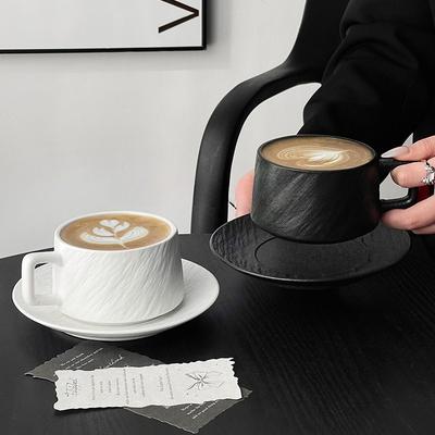 Tasse à café motif pierre rétro, sensation premium, tasse simple en céramique, tasse exquise pour latte art, tasse à cappuccino mocha soucoupe