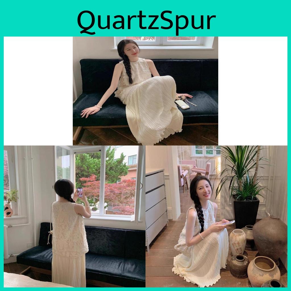 Polyester Splicing Summer Sleeveless Dress For Vacation And Casual Wear