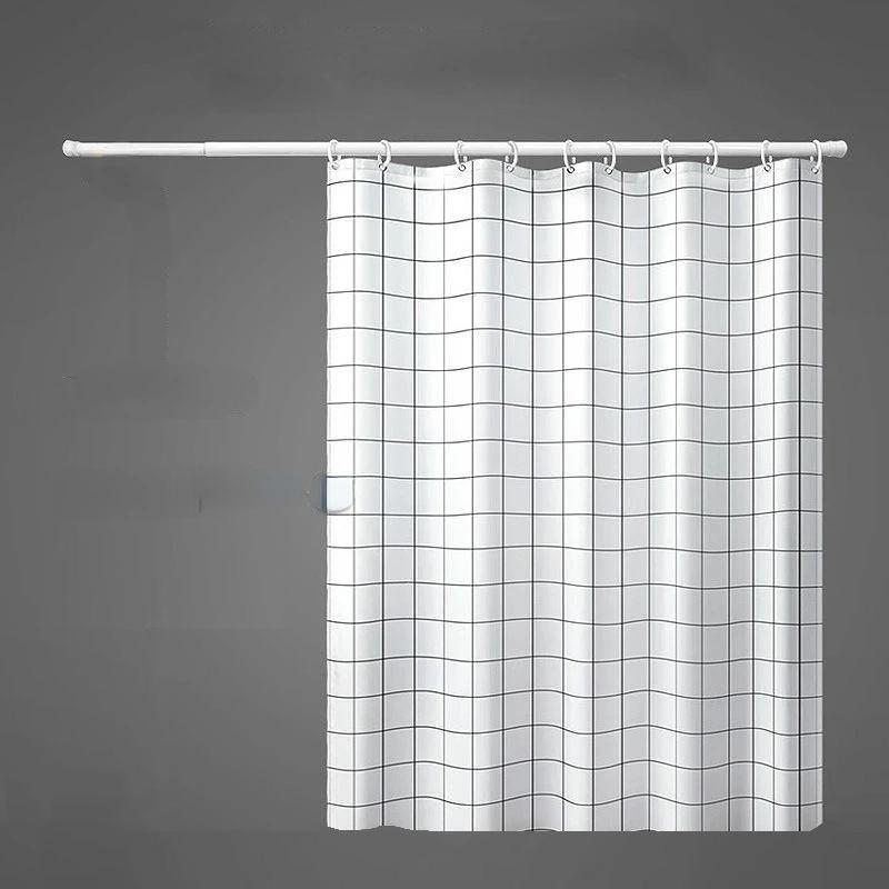 Shower Curtains 180Cm Gray White Plaid Bathroom Curtain Simple Modern Style Waterproof 71 Inches With Hooks Polyester Fabric